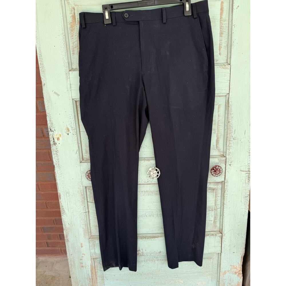 Michael Kors Women’s Blue Flat Front Stretch Dress Pants Size L 36x32‎